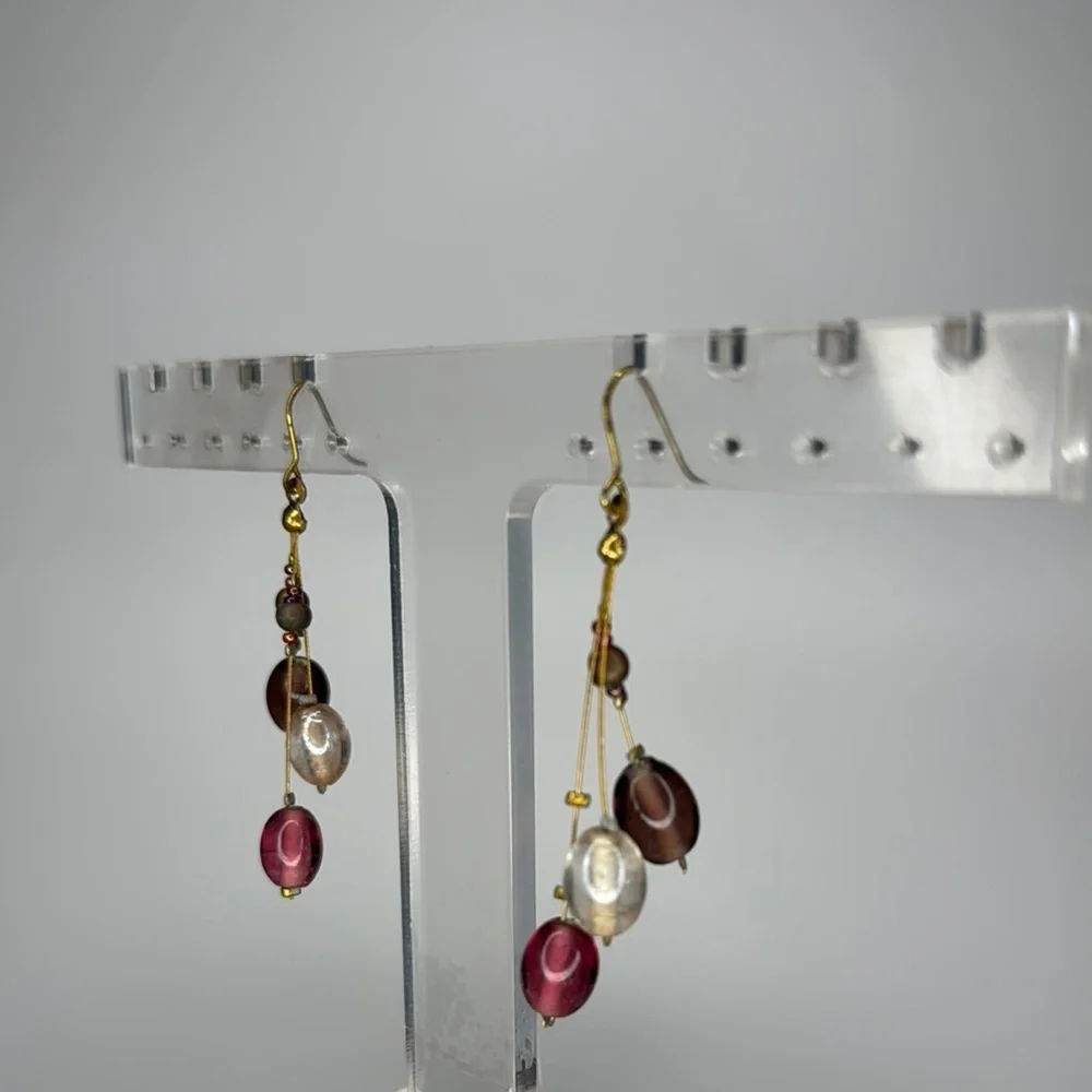Elegant Gold and Brown Dangle Earrings